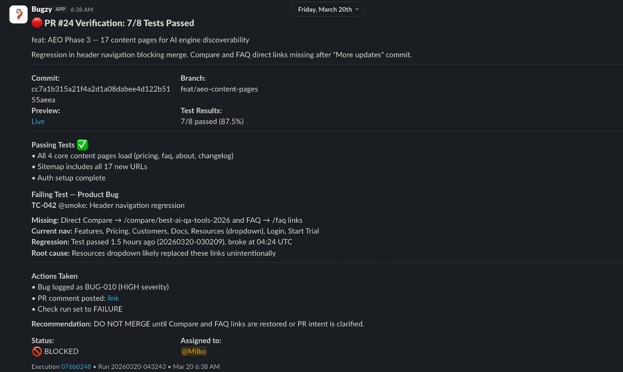 Screenshot 1 of Bugzy AI