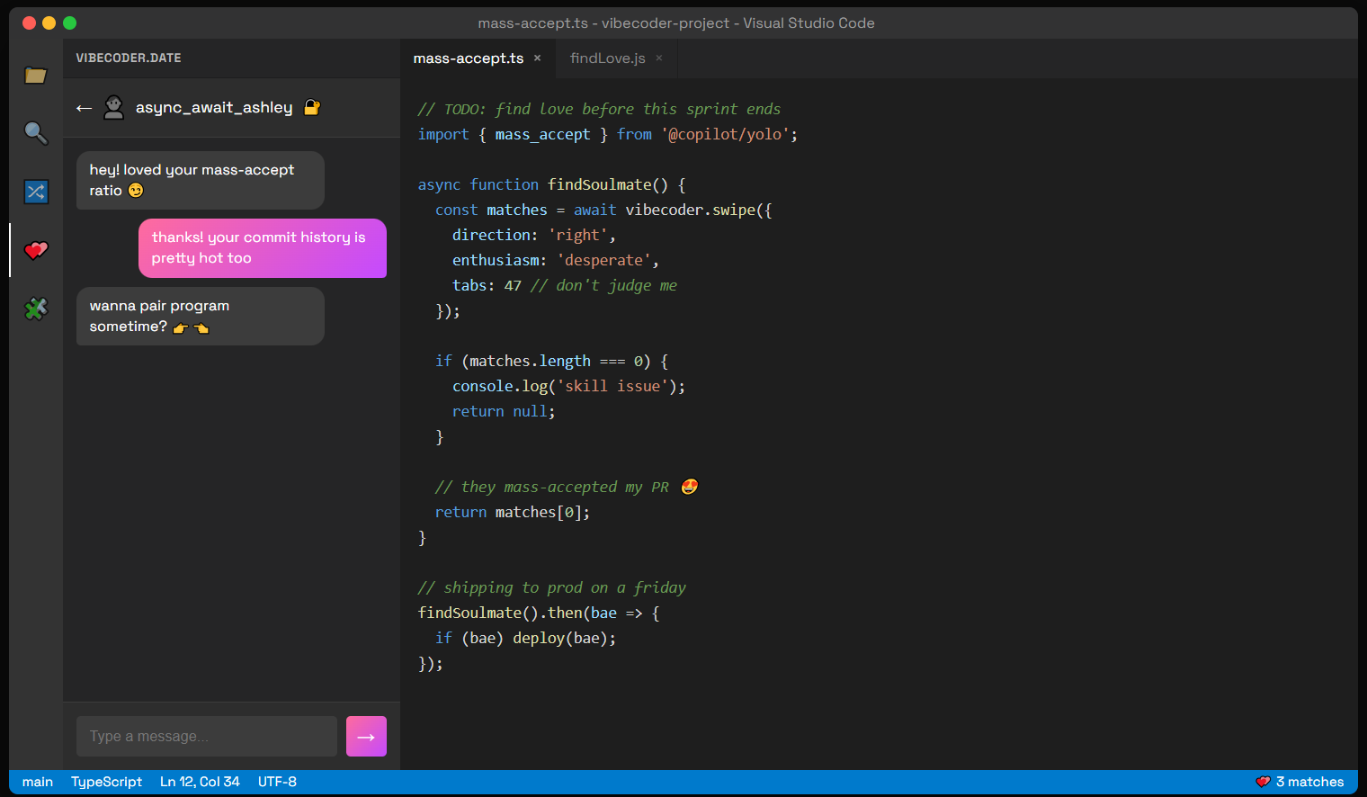 Screenshot 1 of vibecoder.date