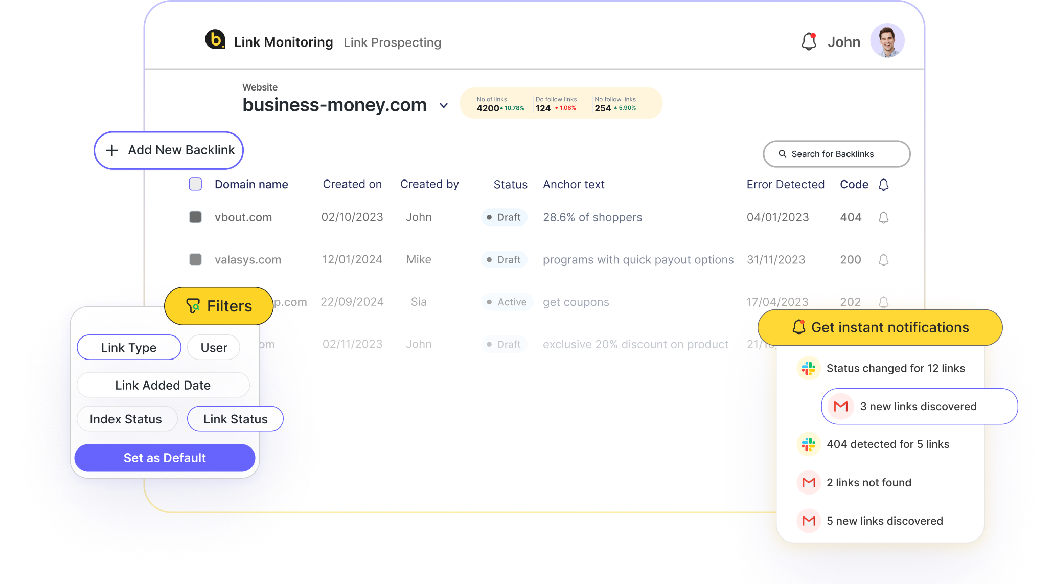 Screenshot 1 of Backlink Monitor