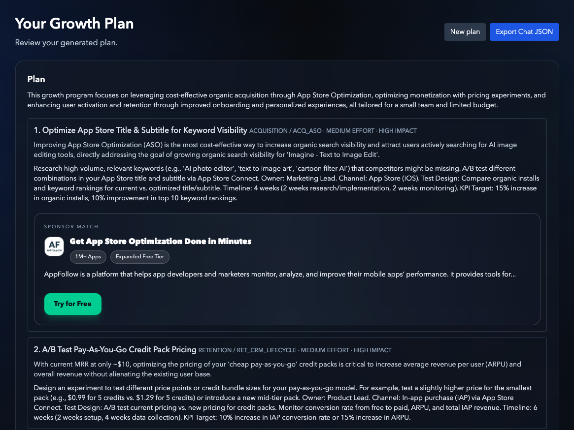 Screenshot 1 of GrowthGPT