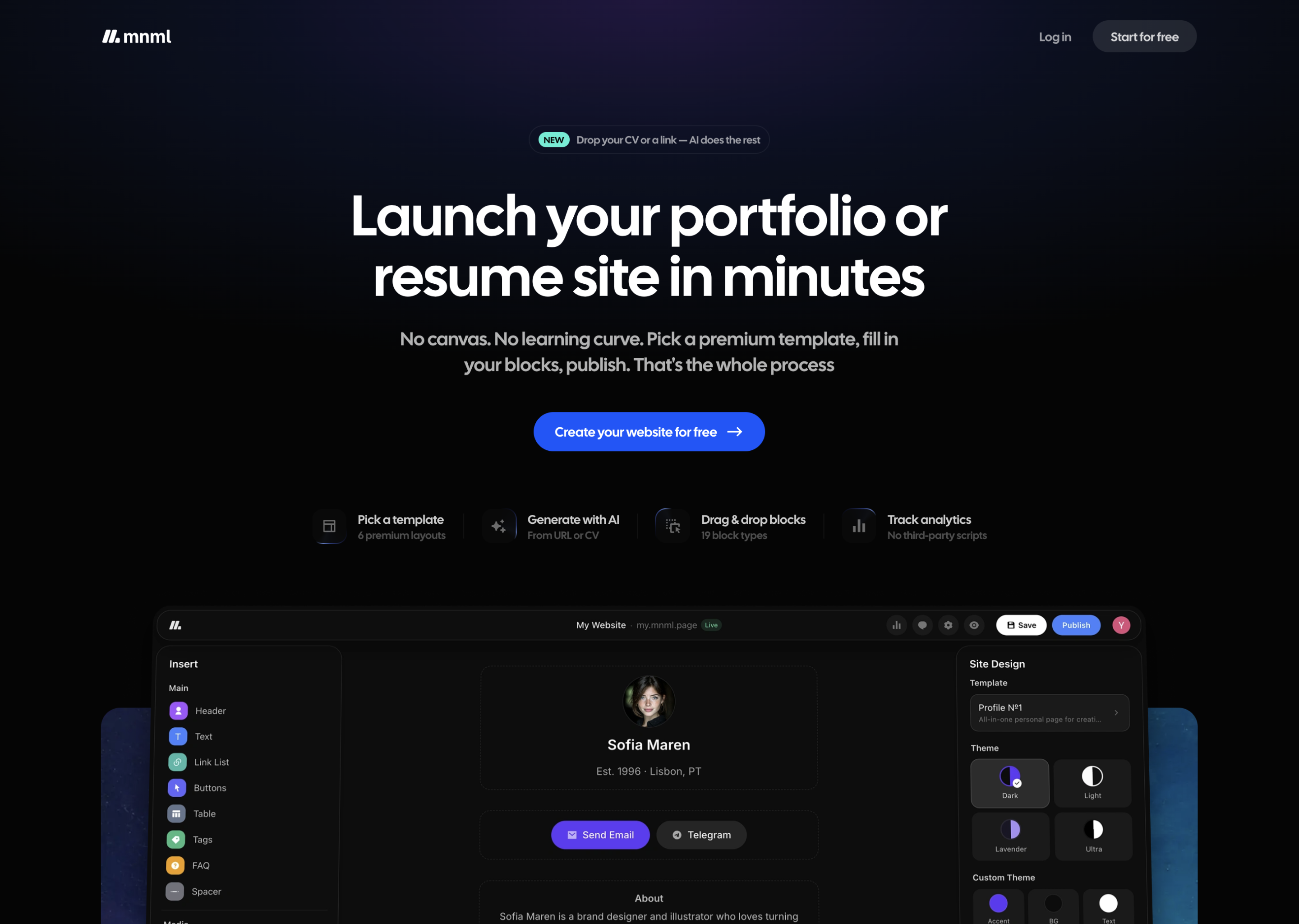 Screenshot 1 of mnml.page