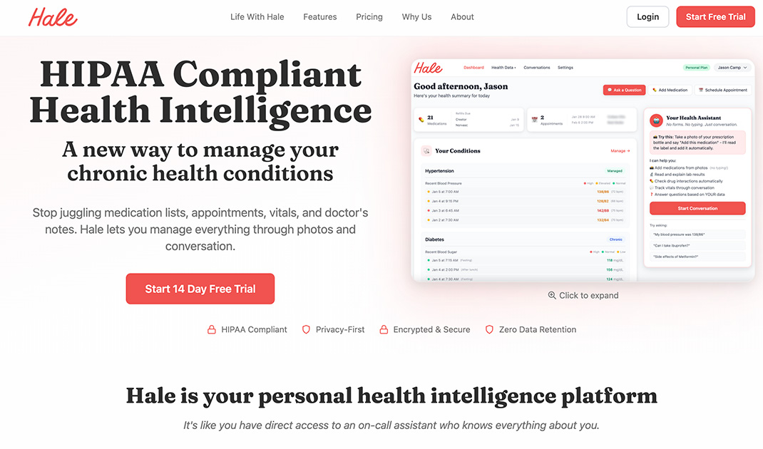 Screenshot 1 of Hale - HIPAA Health Intelligence