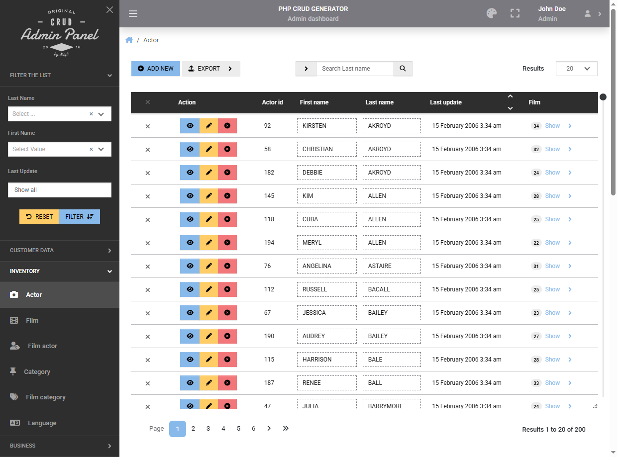 Screenshot 1 of PHP CRUD Generator