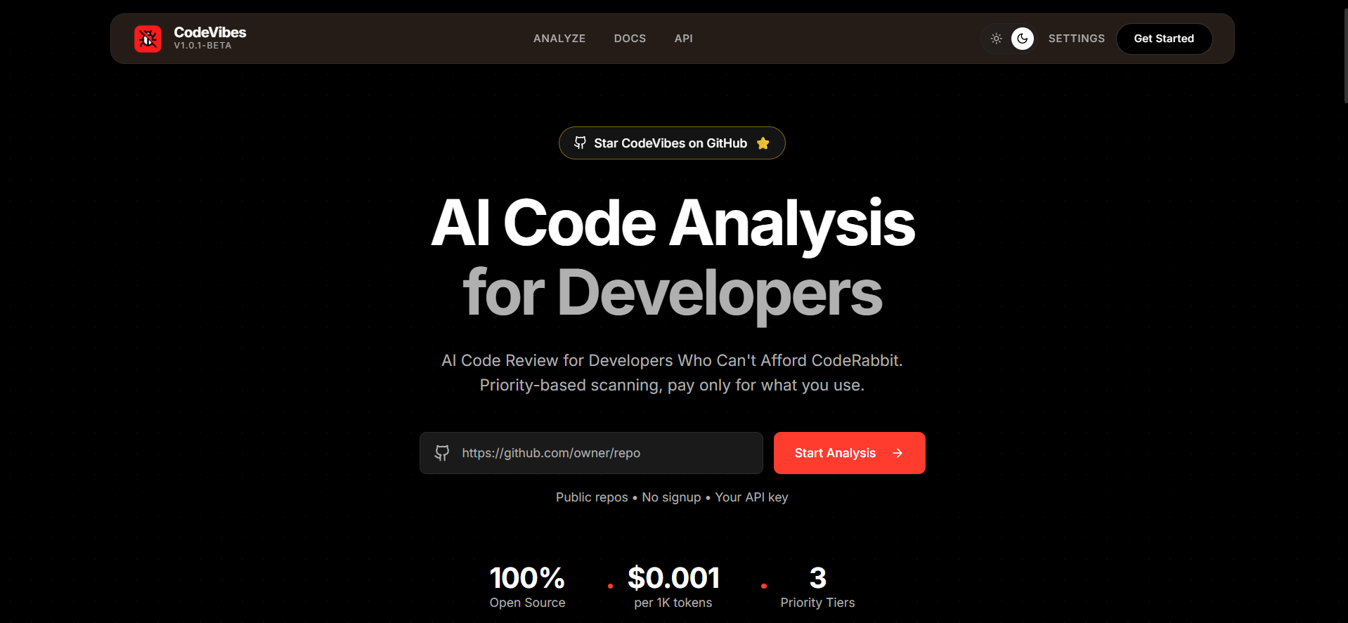 Screenshot 1 of CodeVibes - AI Code Analysis