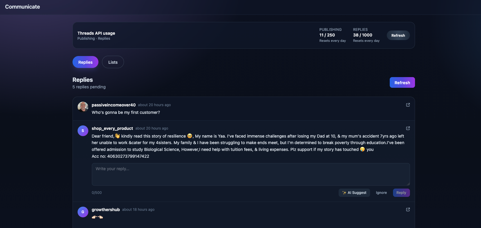 Screenshot 3 of MomentumHive - Threads Content Engine