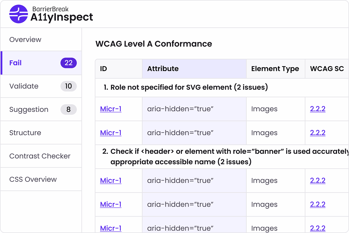 Screenshot 6 of A11yInspect Browser Extension