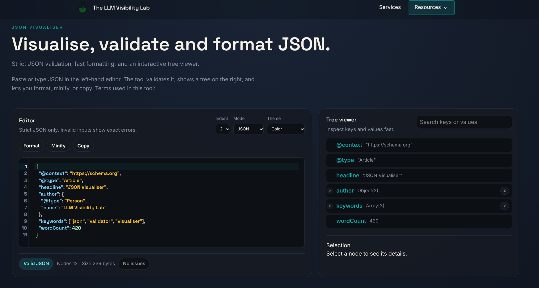 Screenshot 1 of JSON Visualiser 
