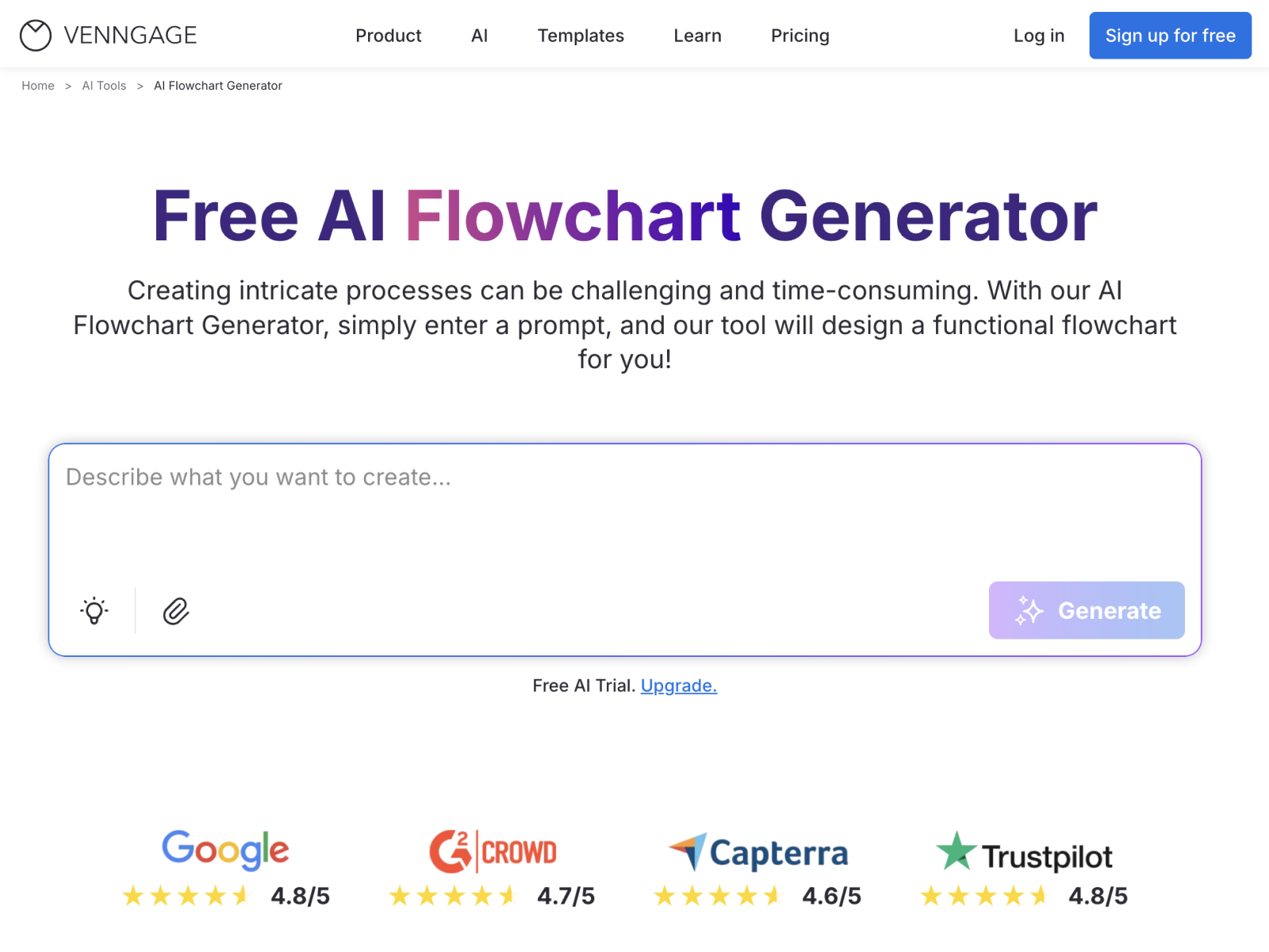 Screenshot 1 of AI Flowchart Generator