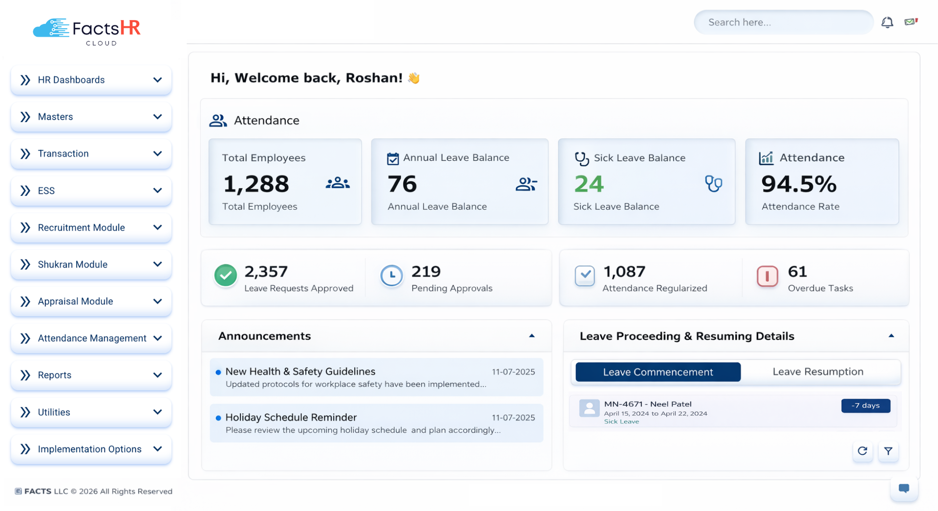 Screenshot 1 of FactsHR Cloud