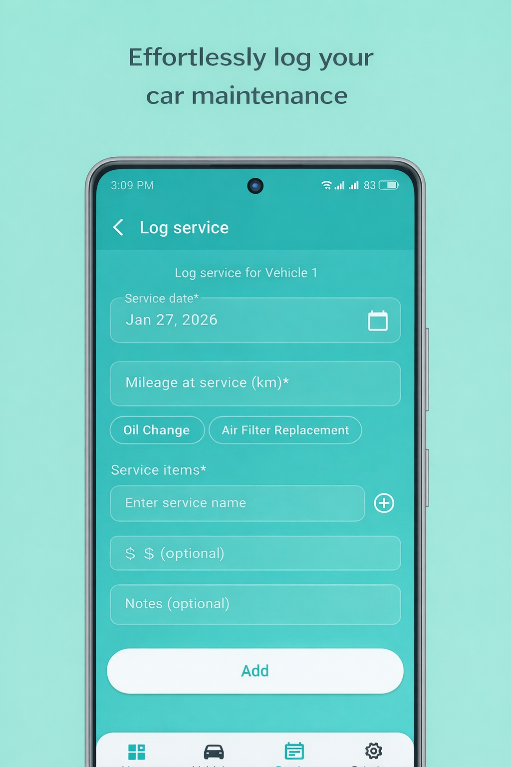 Screenshot 1 of MyCar Care – Service Tracker.