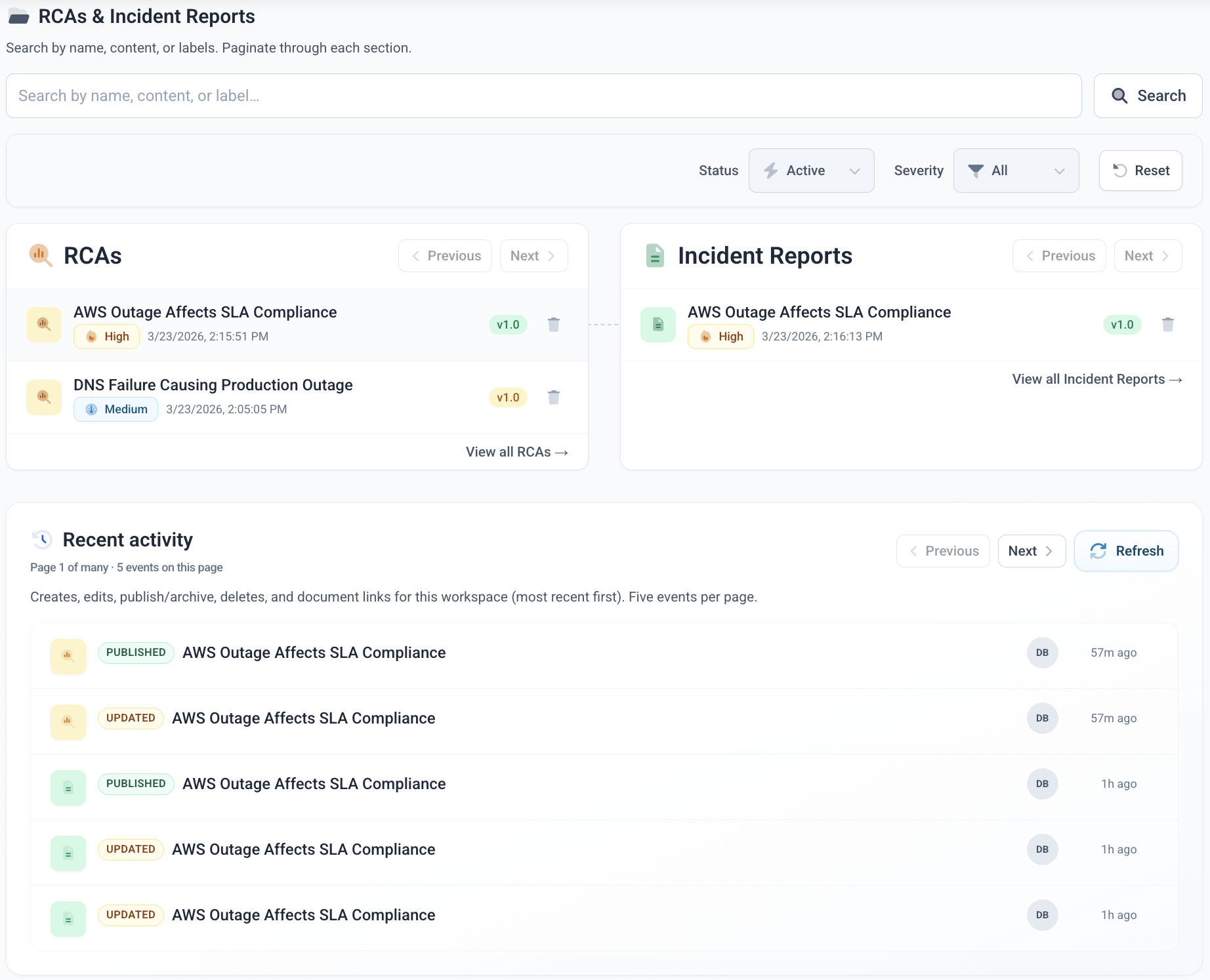 Screenshot 1 of Incident Index