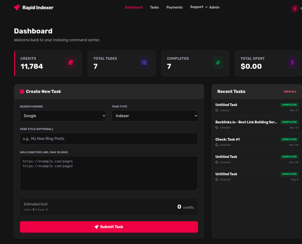 Screenshot 1 of Rapid Indexer