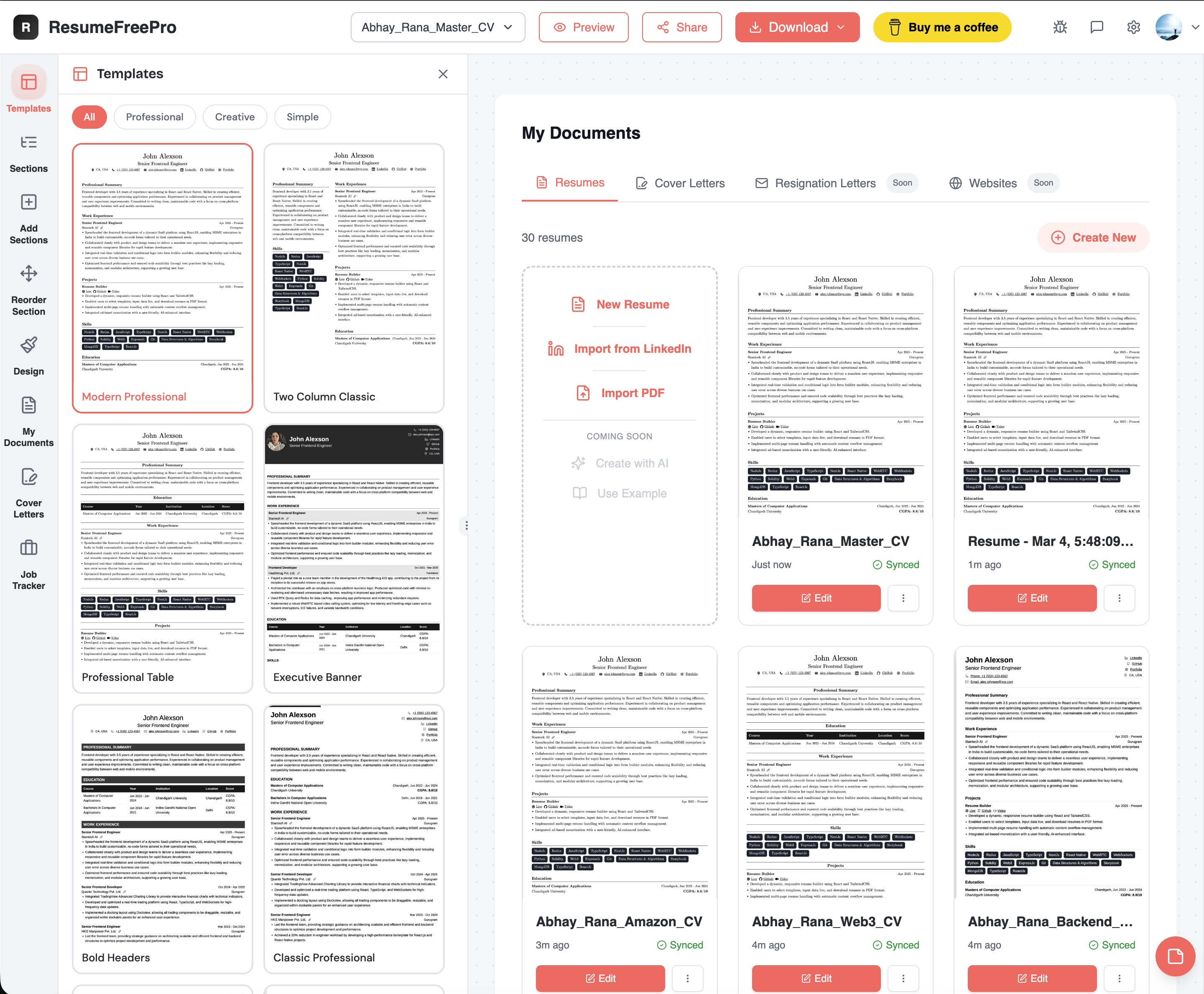 Screenshot 3 of ResumeFreePro