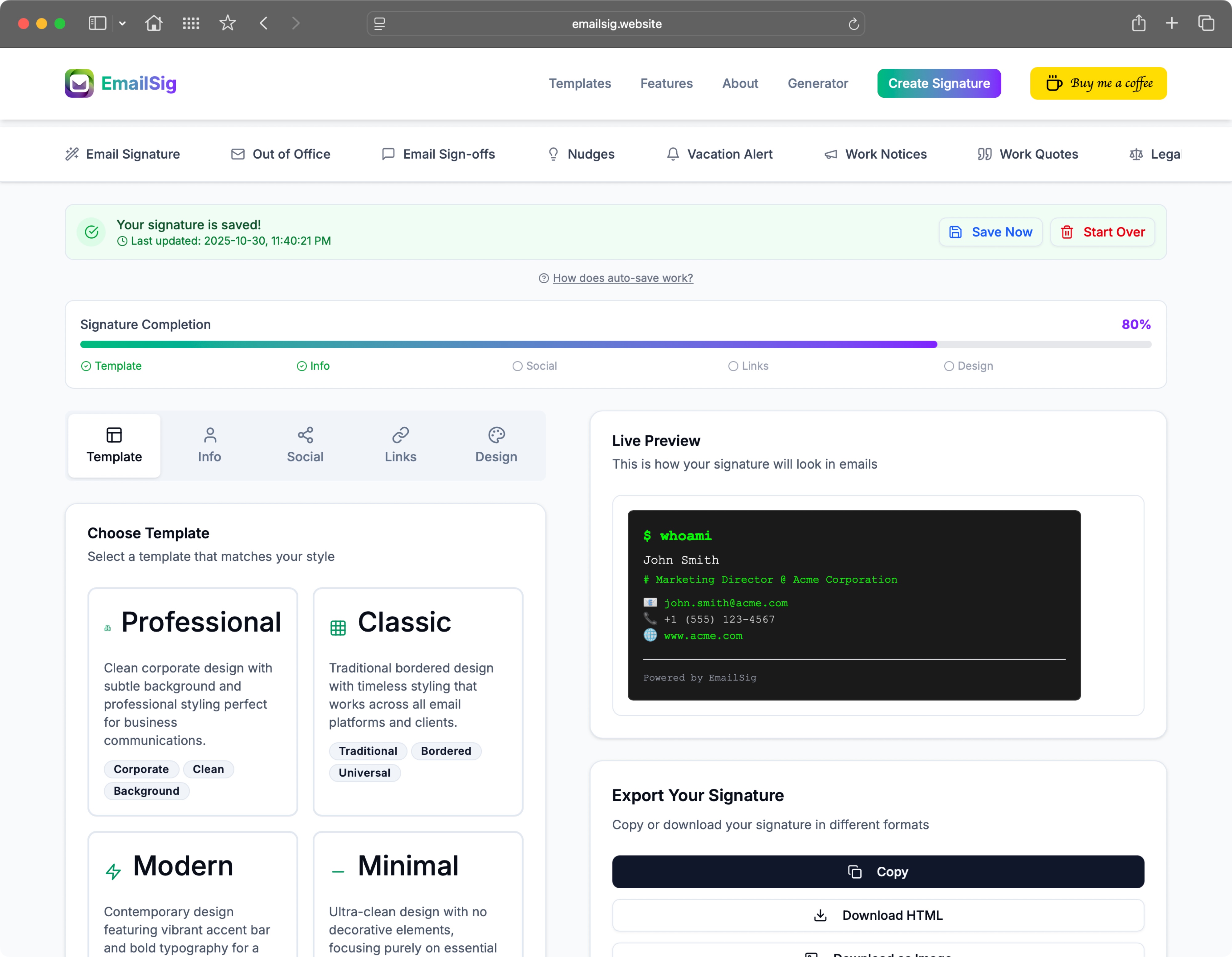 Screenshot 2 of EmailSig
