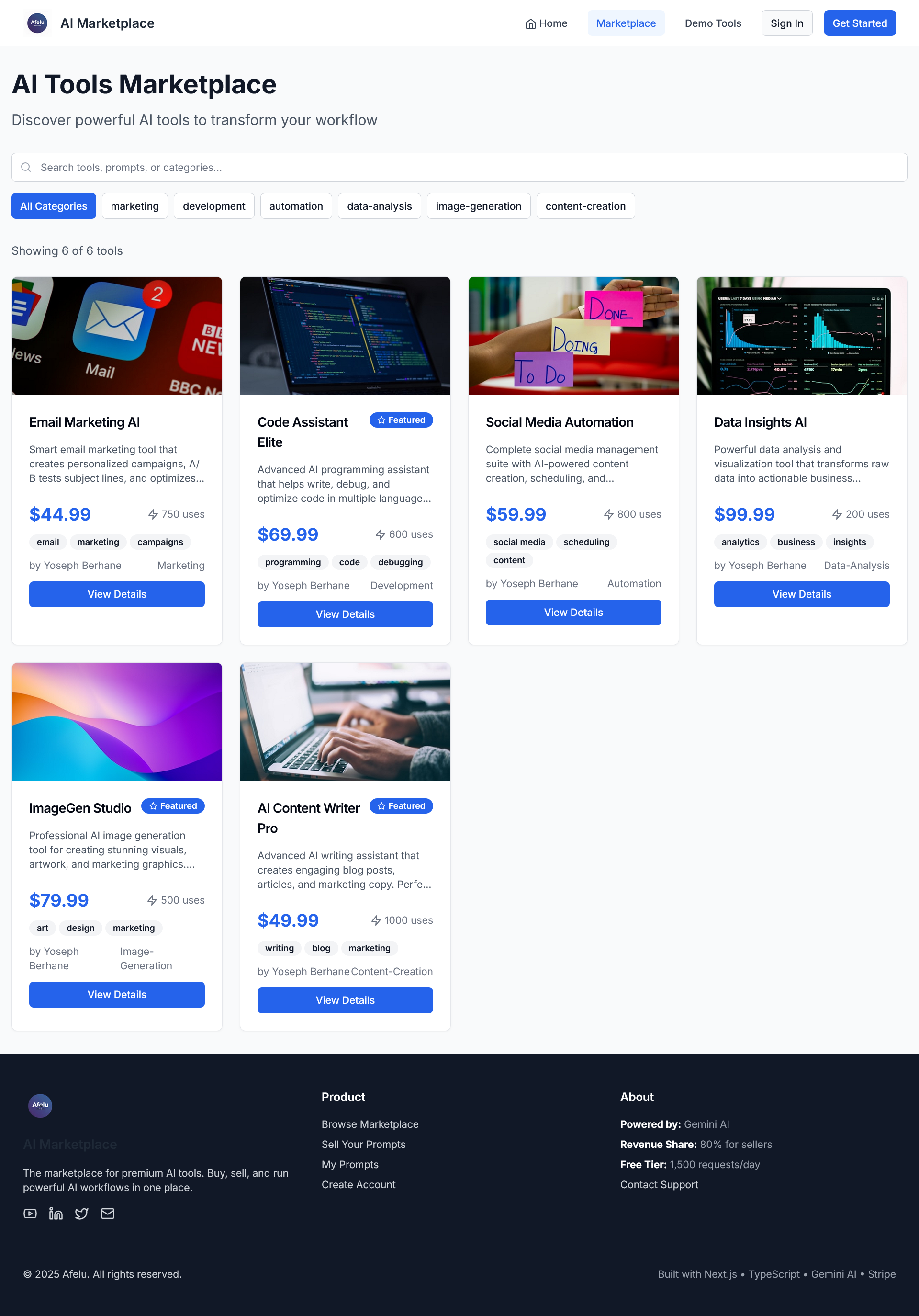 Screenshot 2 of Afelu – Premium AI Tools Marketplace