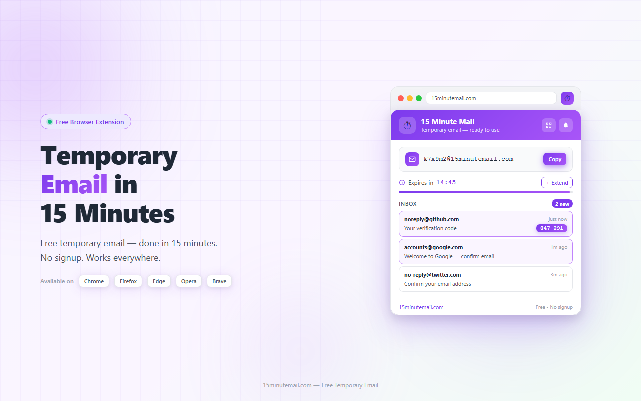 Screenshot 1 of 15 Minute Mail