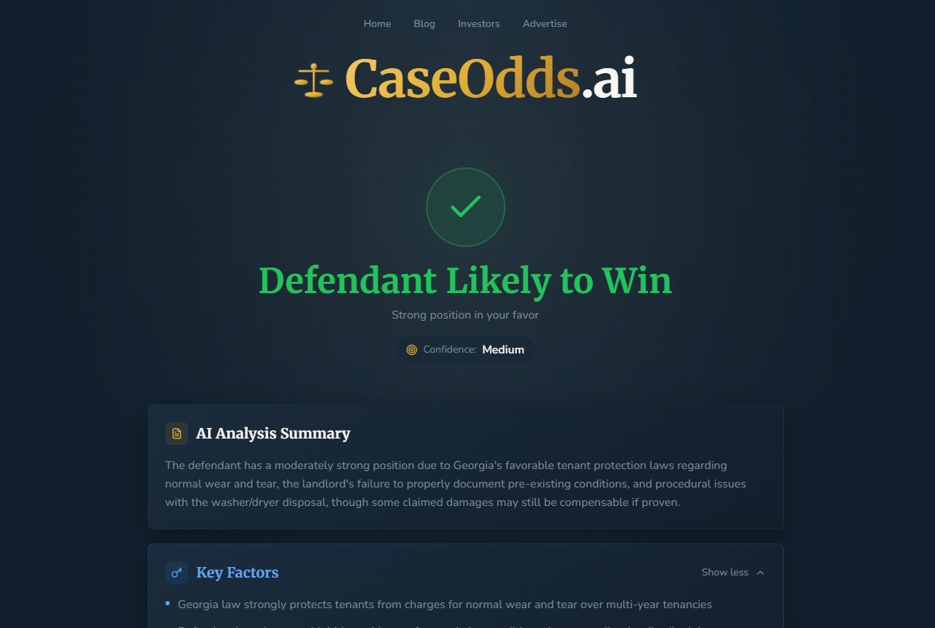 Screenshot 4 of CaseOdds.ai - AI Legal Case Analysis