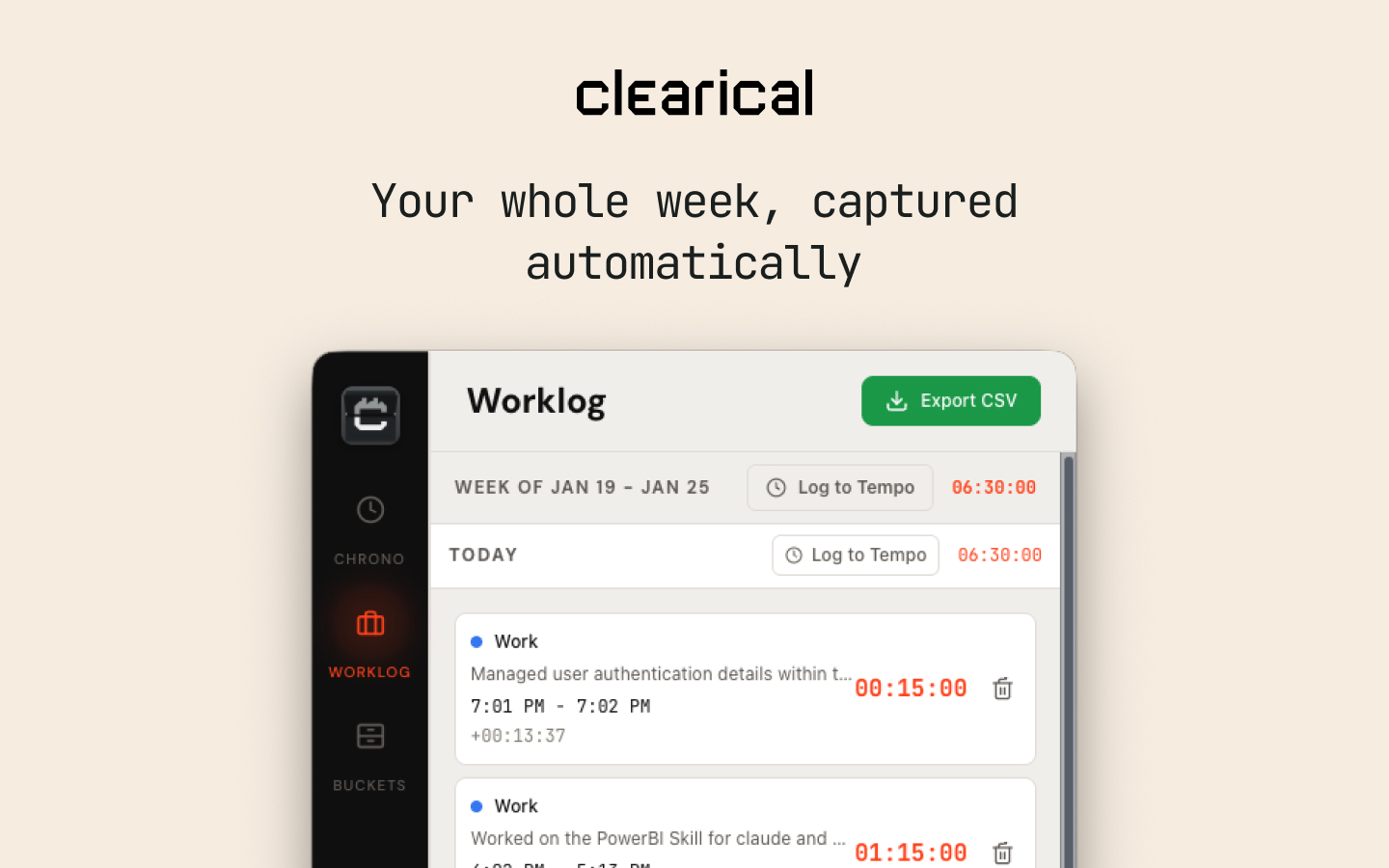 Screenshot 2 of Clearical: AI Time Tracking for Mac