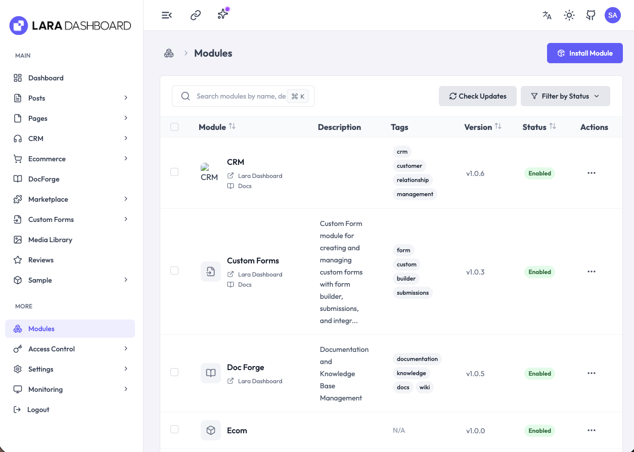 Screenshot 6 of Lara Dashboard