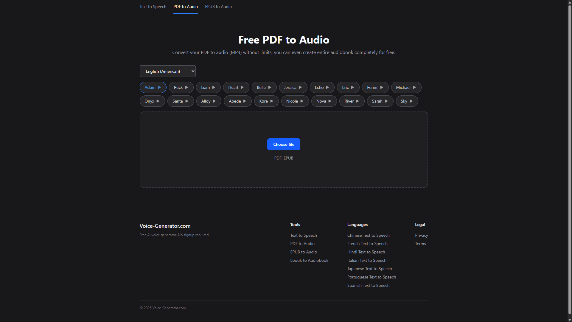 Screenshot 1 of Voice-Generator.com
