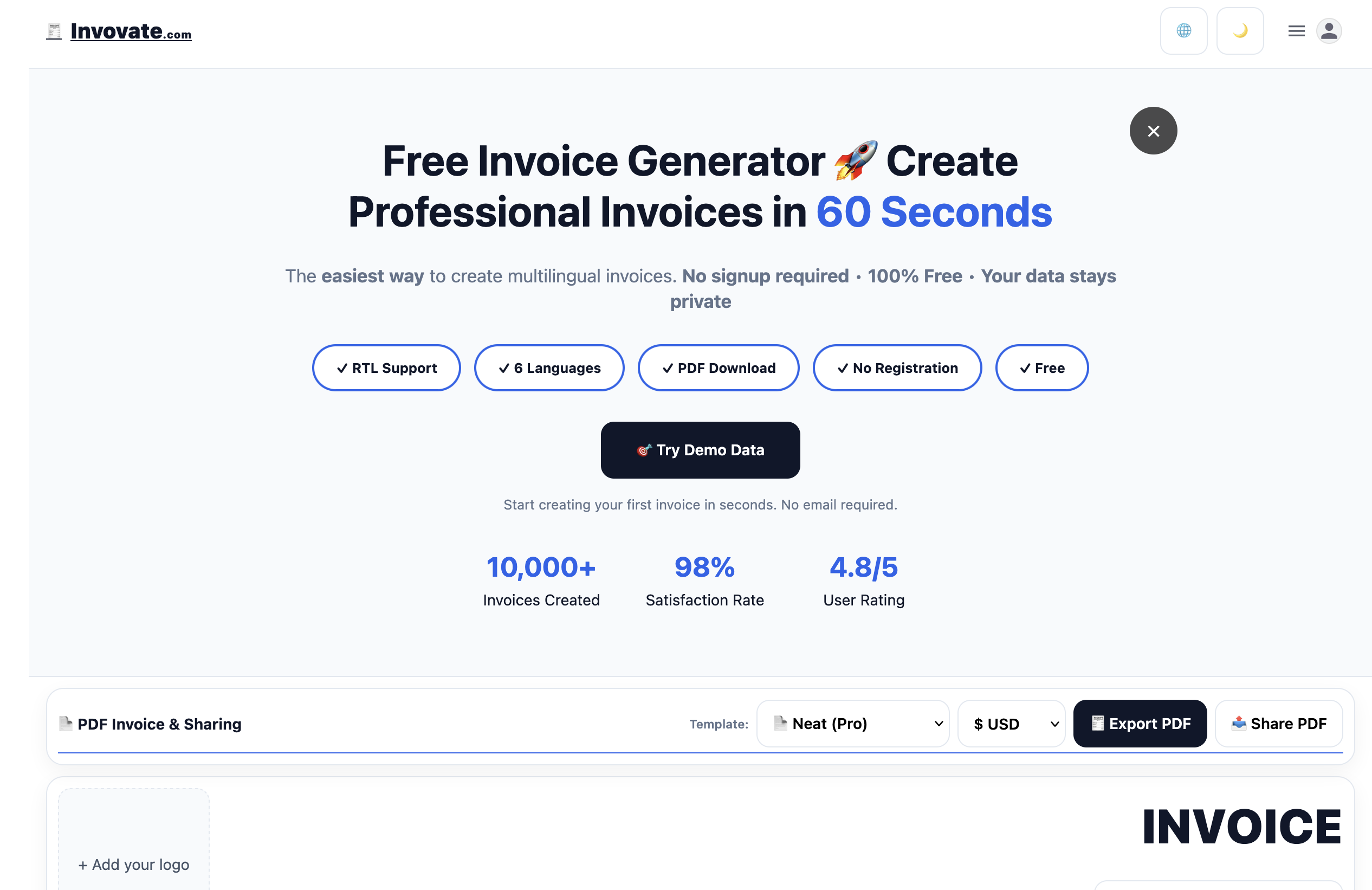 Screenshot 1 of Free Invoice Generator