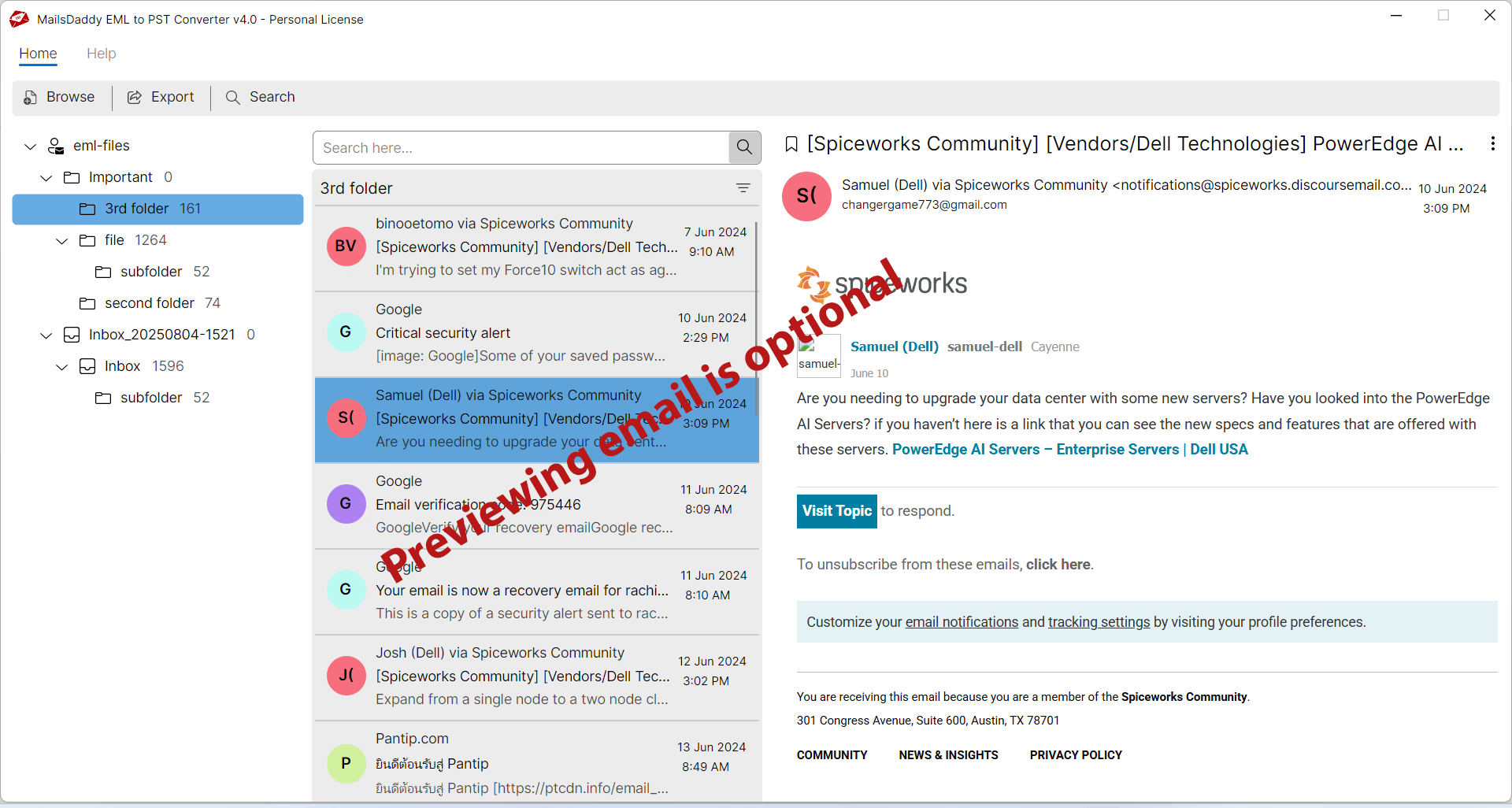 Screenshot 3 of MailsDaddy EML to PST Converter