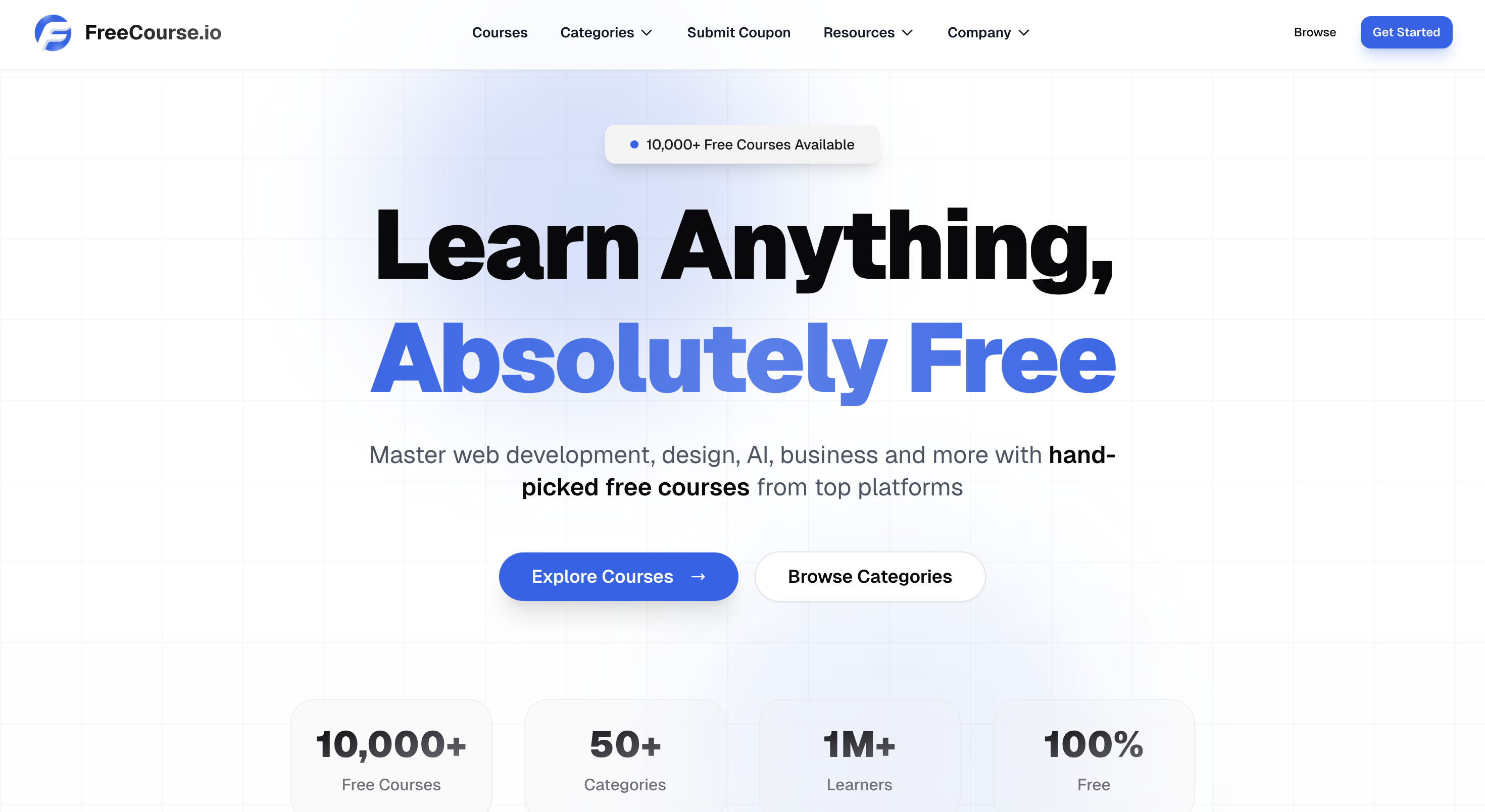 Screenshot 1 of FreeCourse.io