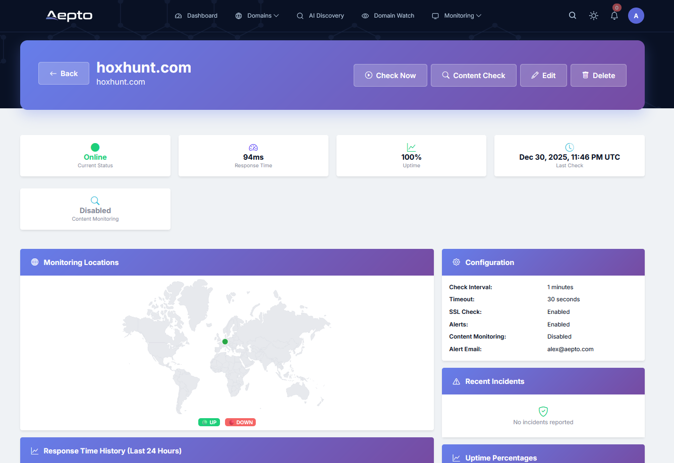 Screenshot 5 of Aepto – Centralized AI Domain Monitoring