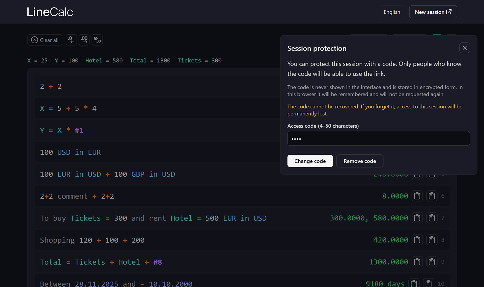 Screenshot 3 of LineCalc – Free Online Calculator