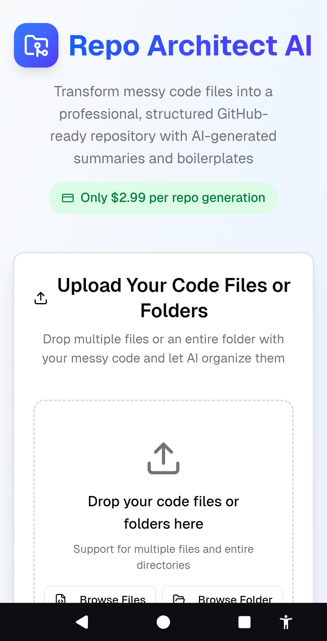 Screenshot 1 of Repo Architect AI