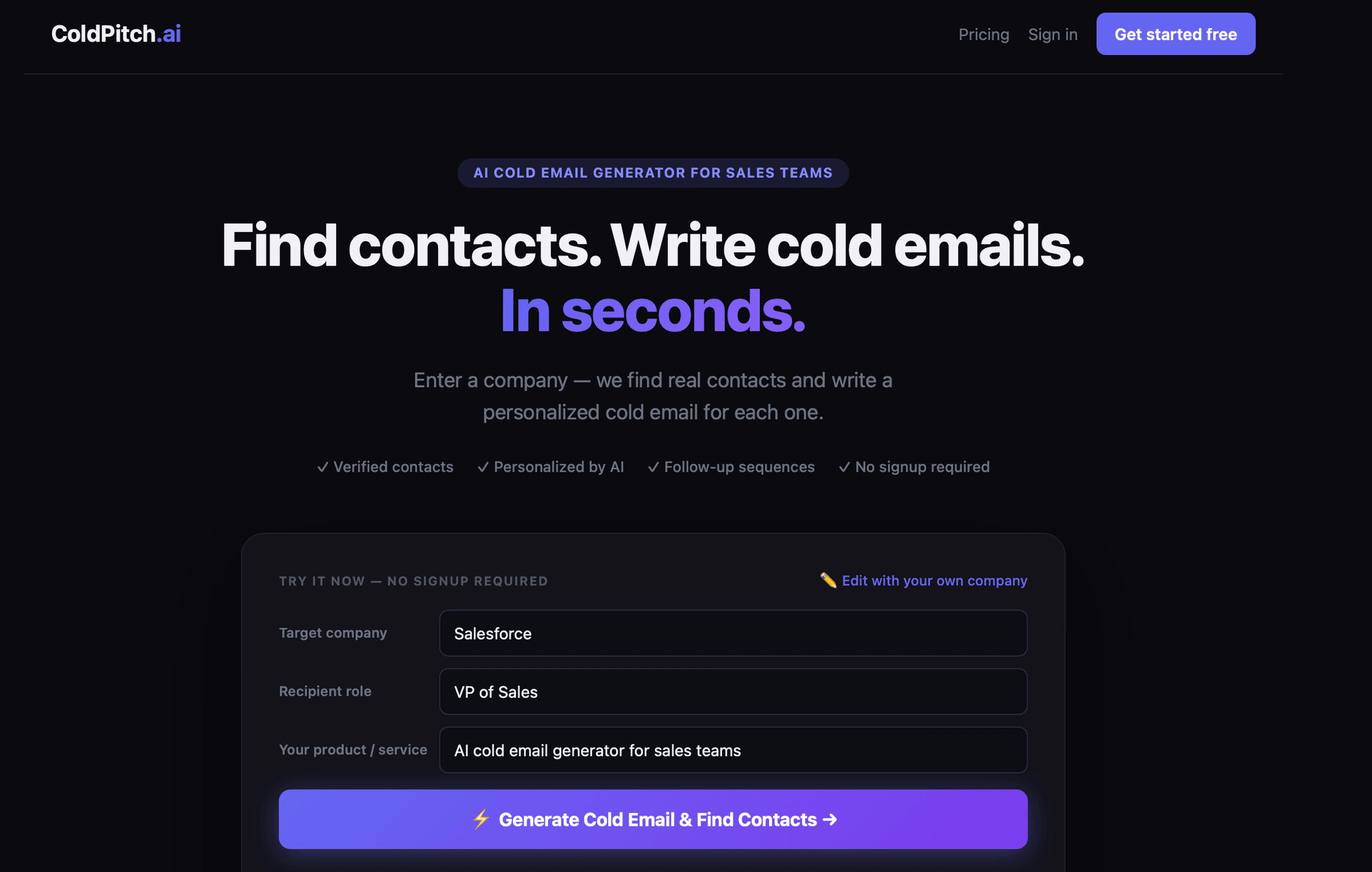 Screenshot 1 of ColdPitch.ai