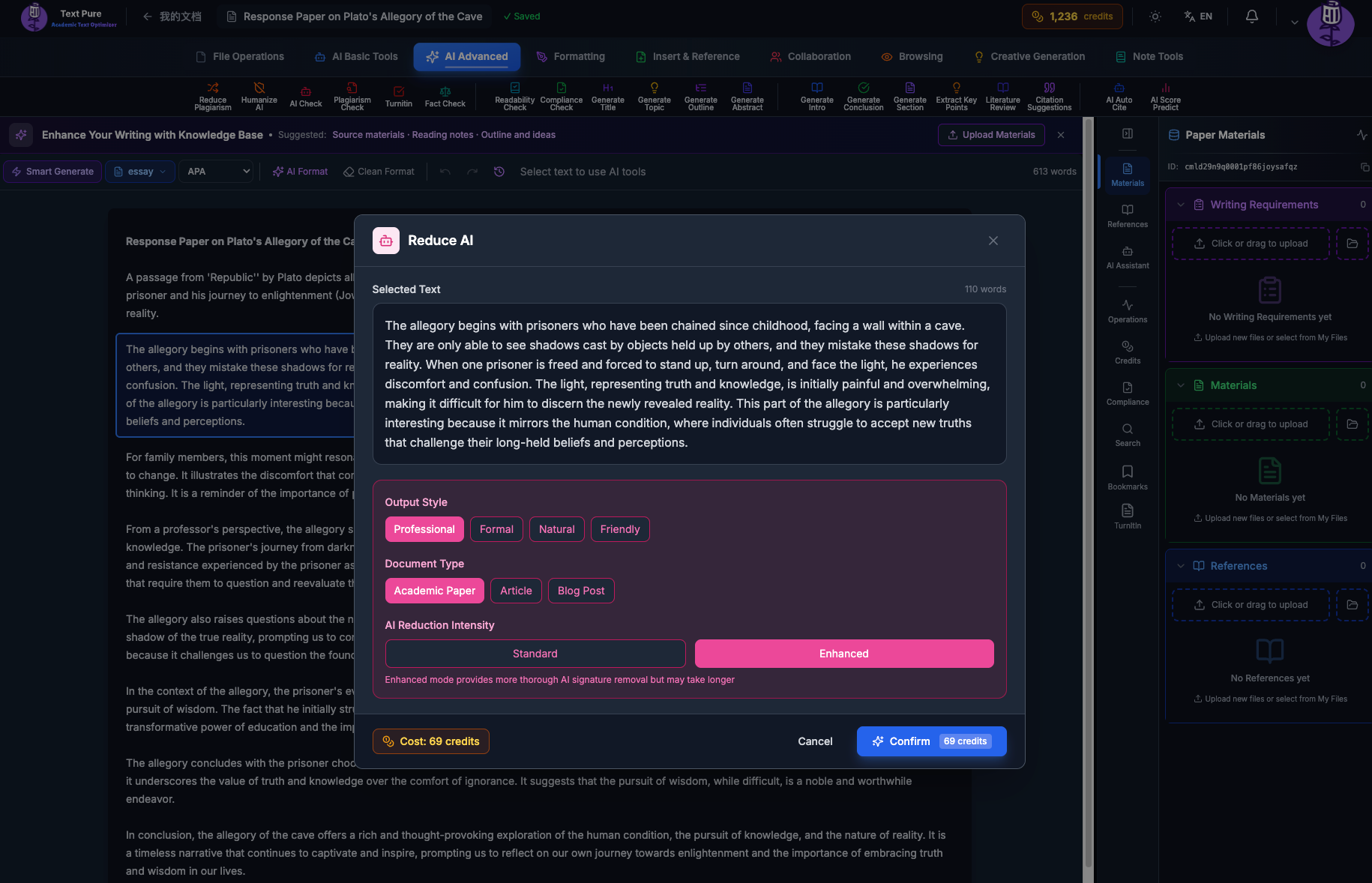 Screenshot 1 of TextPure AI Writing Assistant