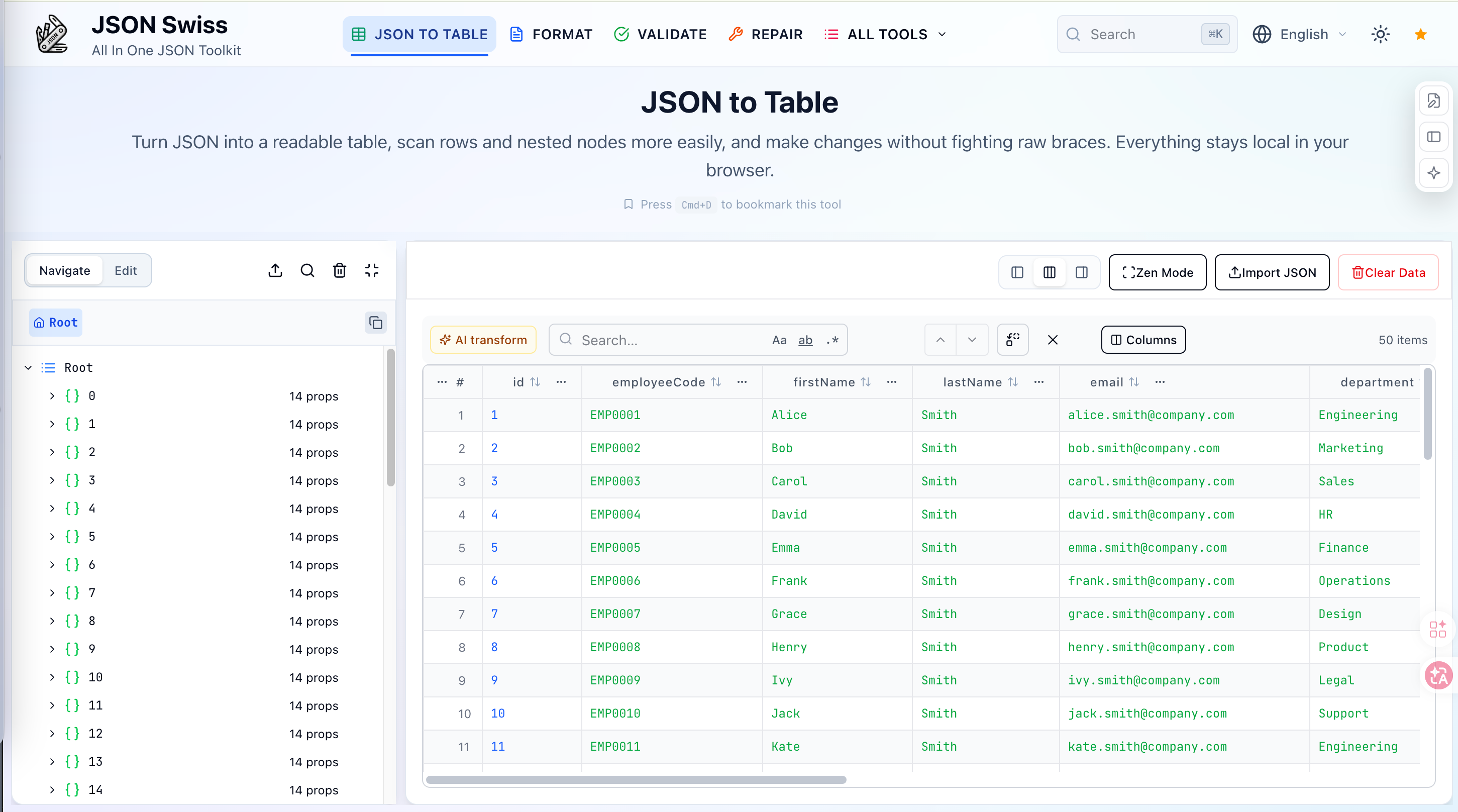 Screenshot 1 of JSONSwiss
