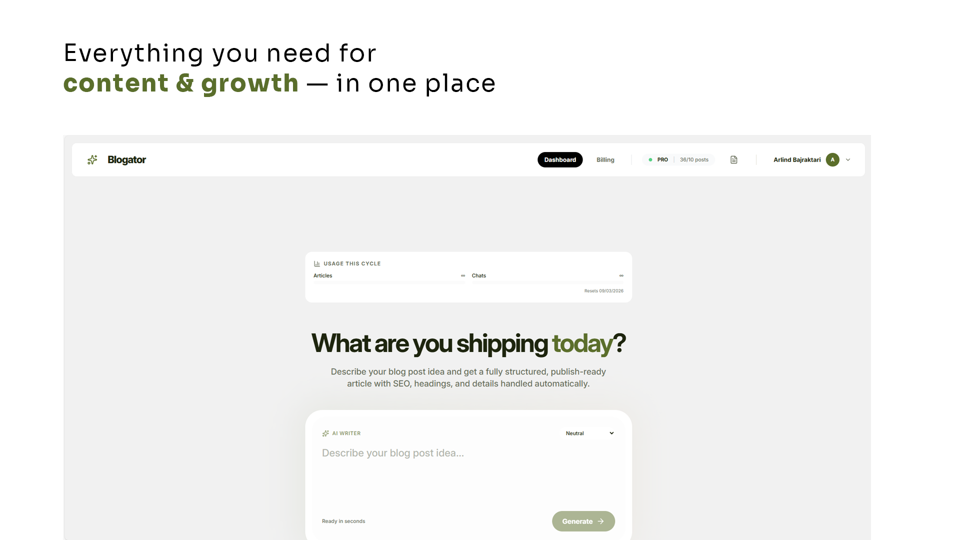 Screenshot 1 of Blogator