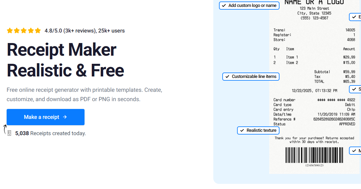Screenshot 1 of Receipt Maker