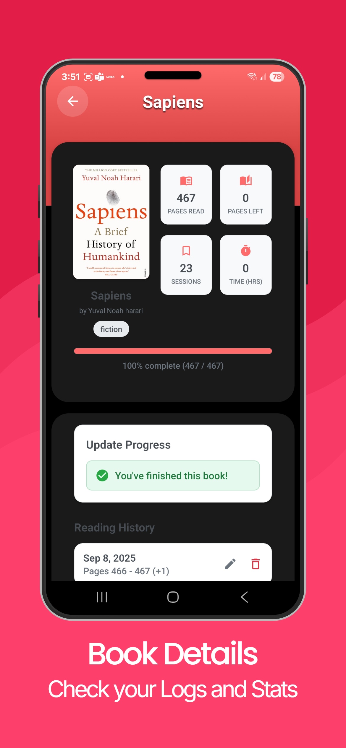Screenshot 2 of OnePage Reading Tracker
