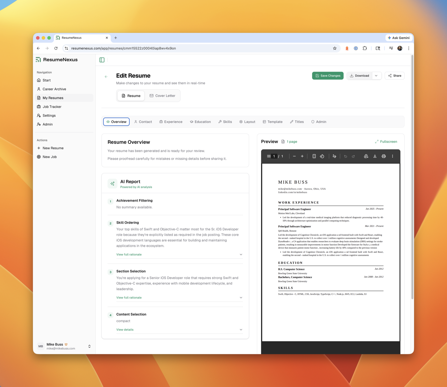 Screenshot 1 of ResumeNexus
