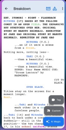 Screenshot 2 of AI Script Breakdown Software| Studiovity