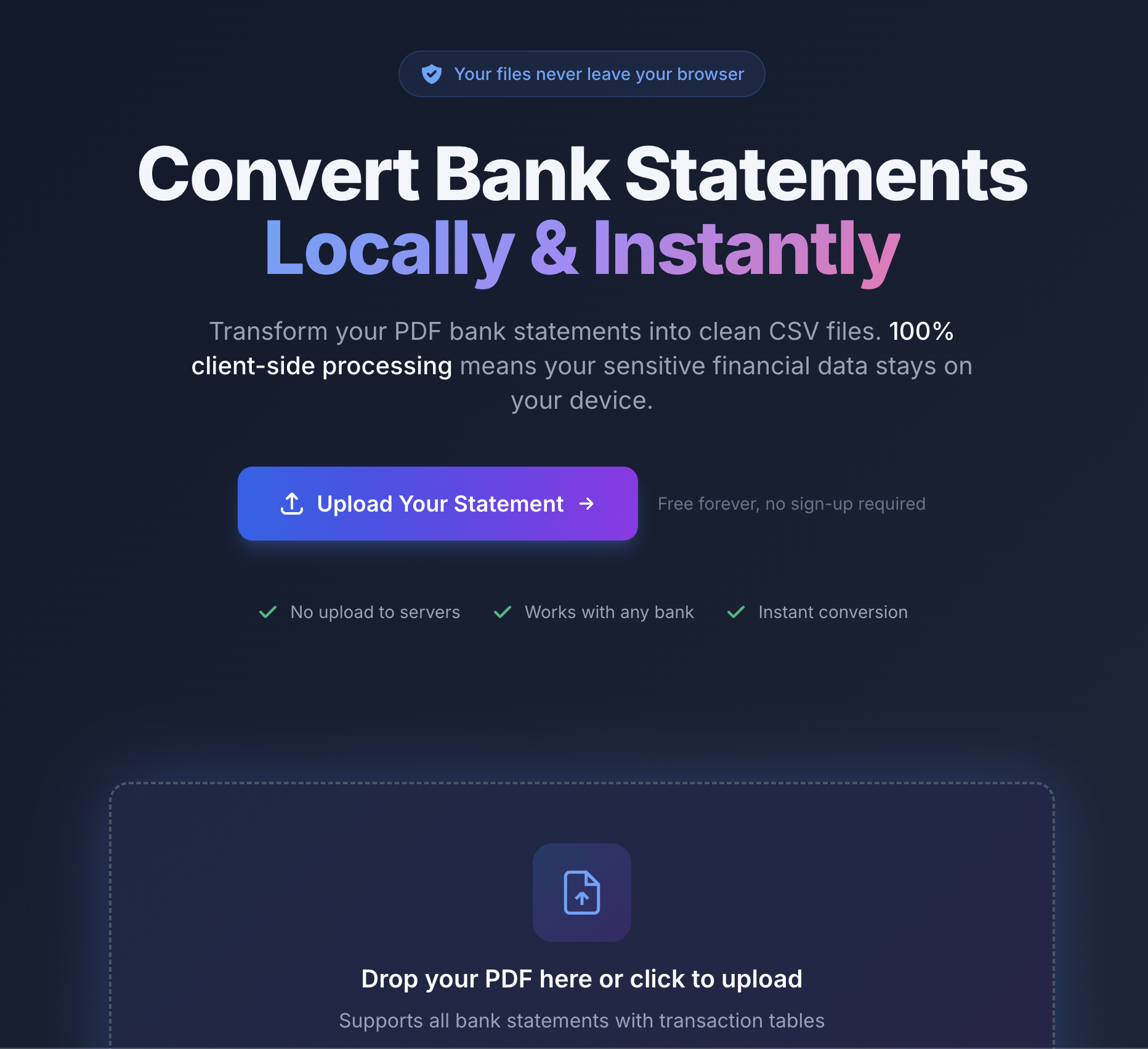 Screenshot 1 of Local Bank Statement Converter