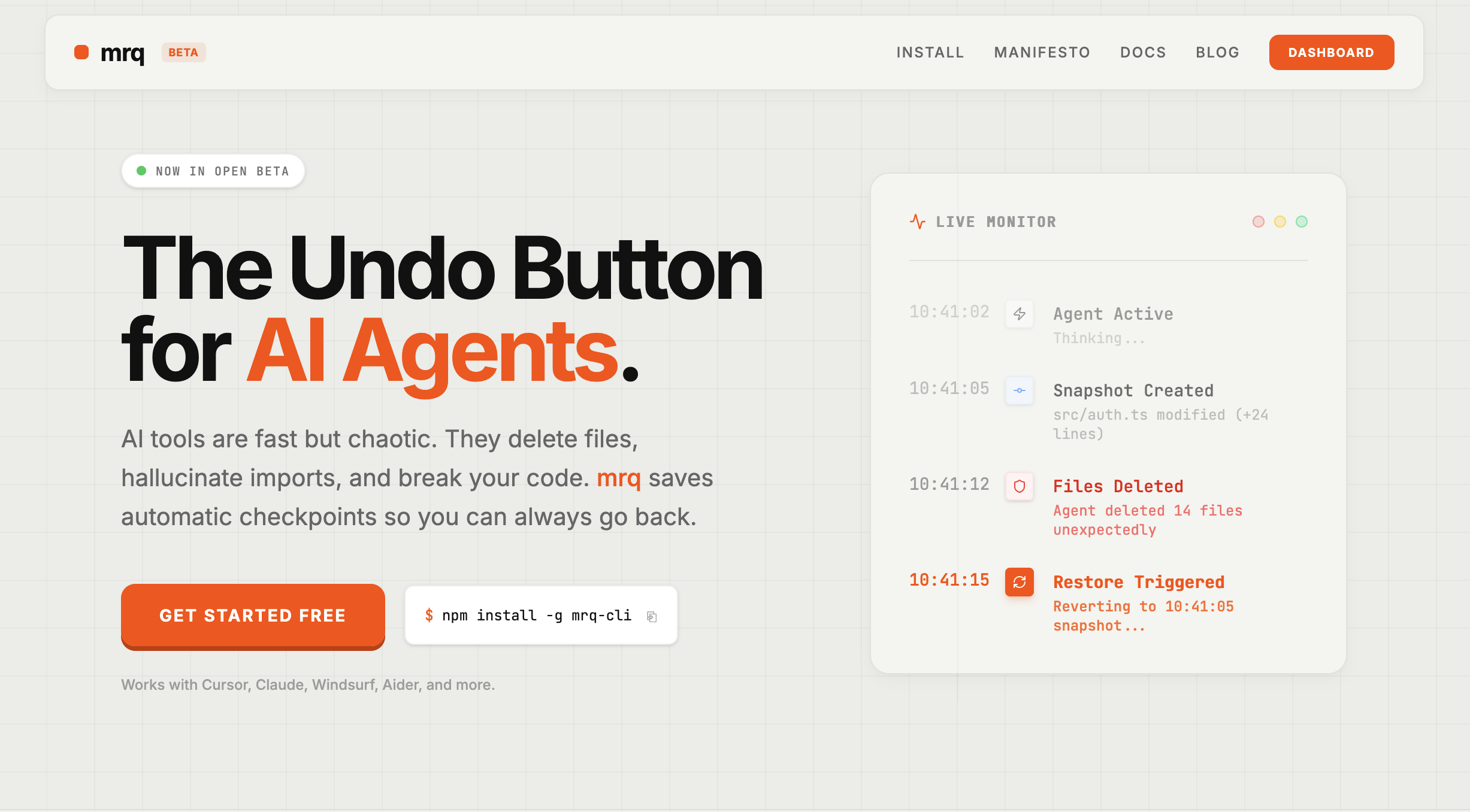 Screenshot 1 of mrq | the undo button for ai
