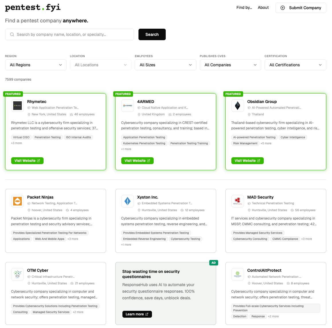 Screenshot 1 of Pentest.fyi