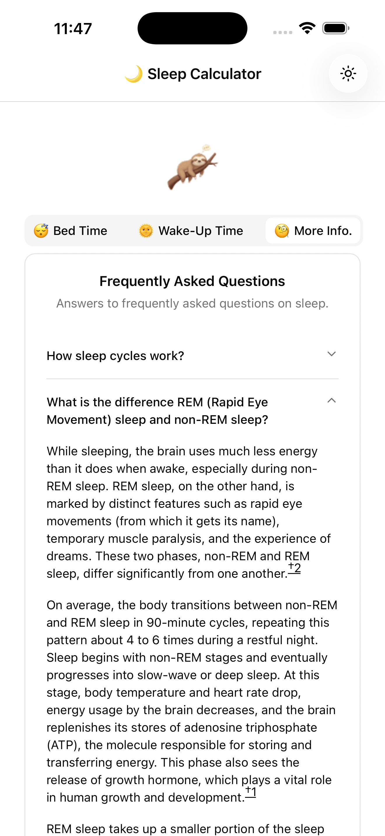 Screenshot 3 of Sleep Calculator - Sloth