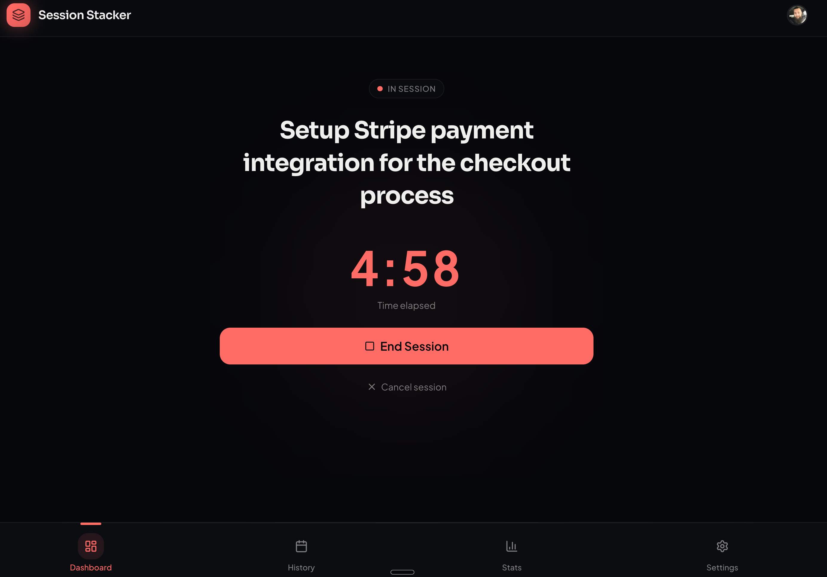 Screenshot 1 of Session Stacker