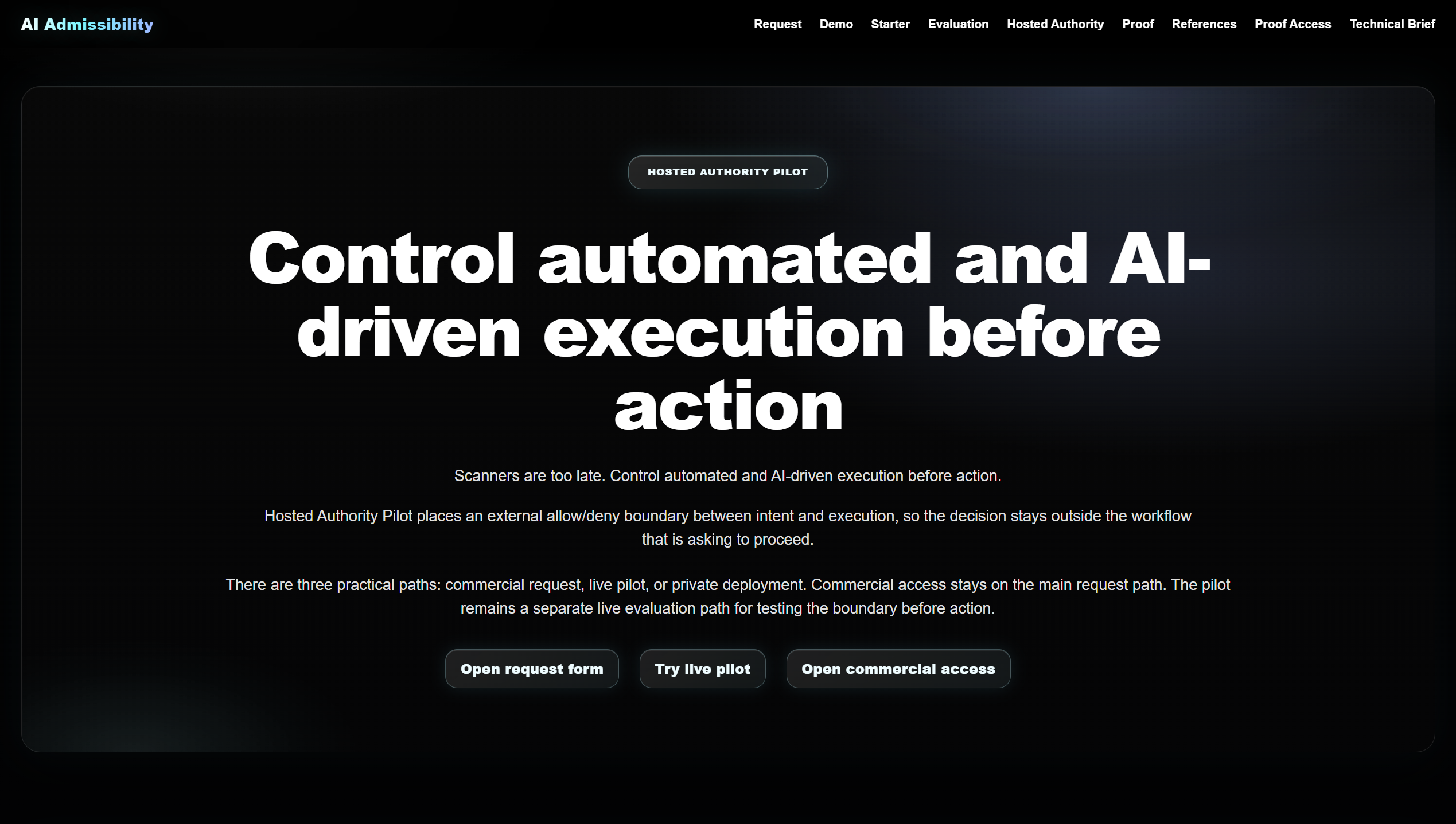 Screenshot 1 of AI Admissibility