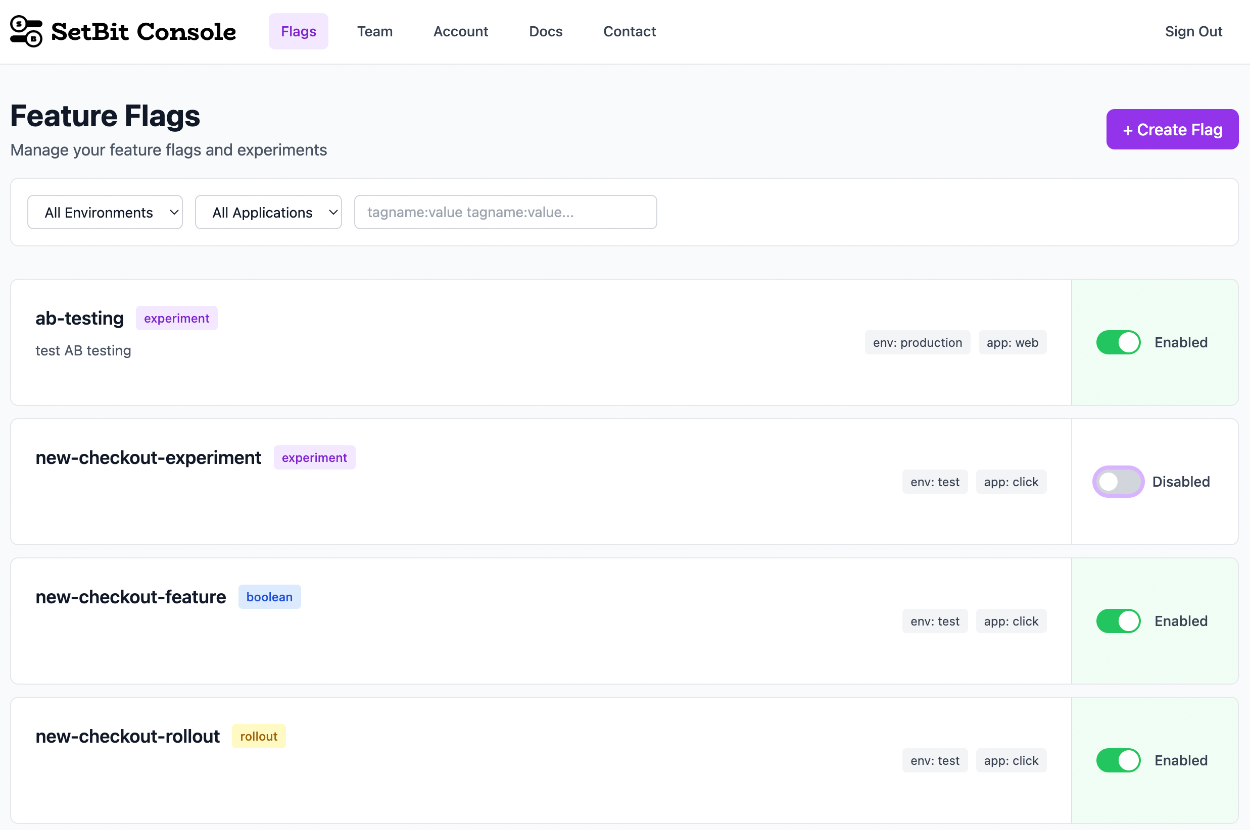 Screenshot 1 of SetBit - Feature Flags That Just Work