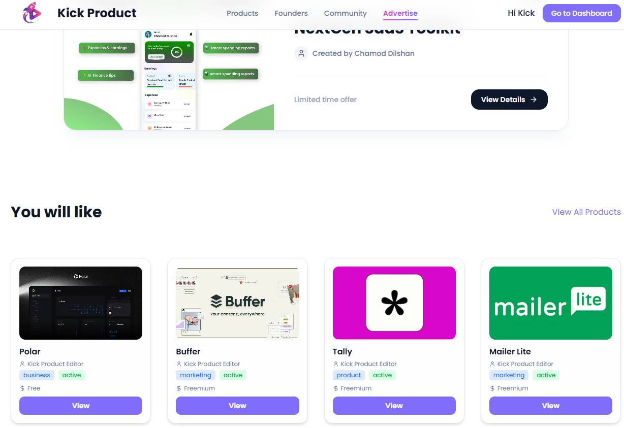 Screenshot 1 of Kick Product