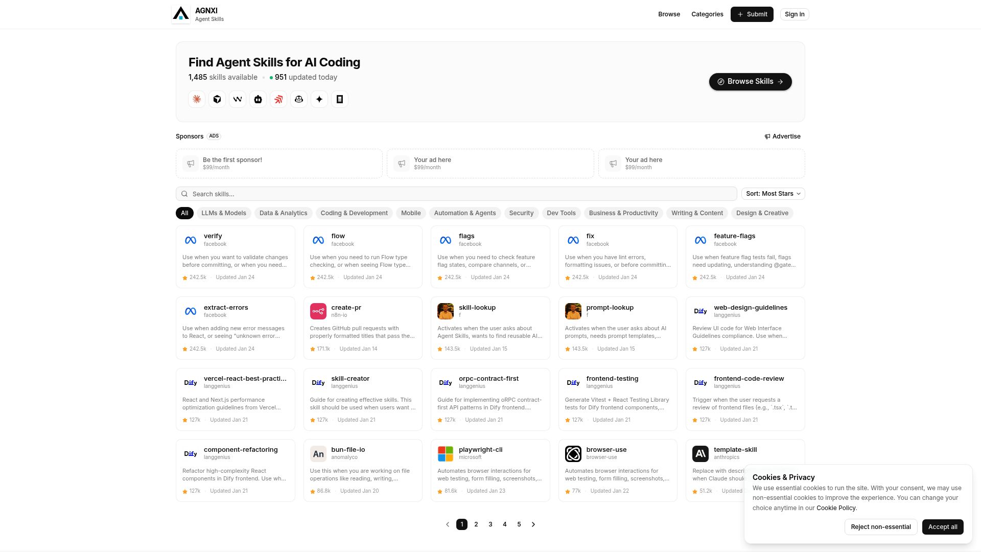 Screenshot 1 of AGNXI - Agent Skills Directory