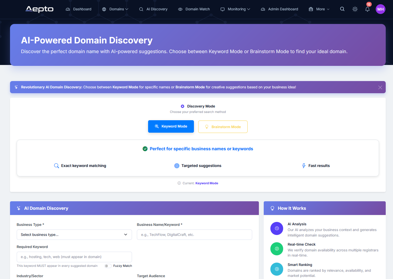 Screenshot 2 of Aepto – Centralized AI Domain Monitoring