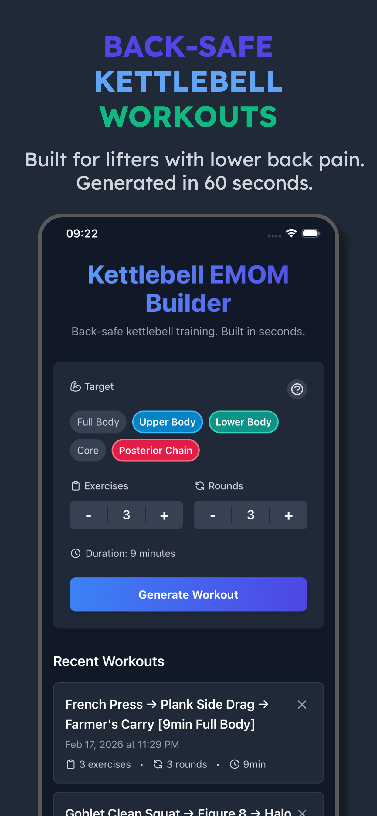 Screenshot 1 of Kettlebell EMOM Builder