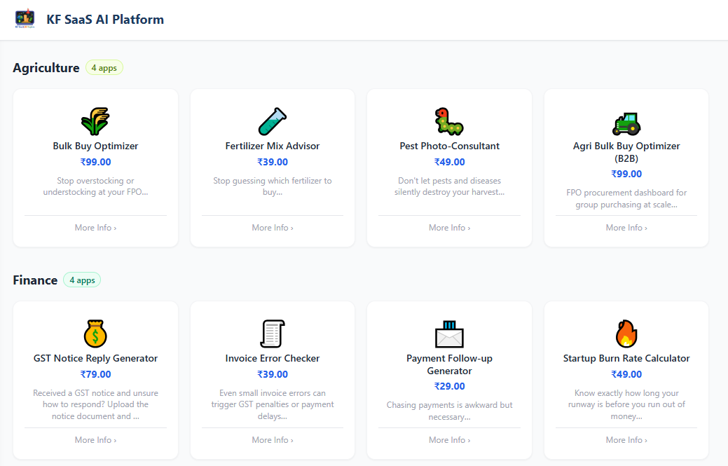 Screenshot 1 of KF SaaS AI Platform